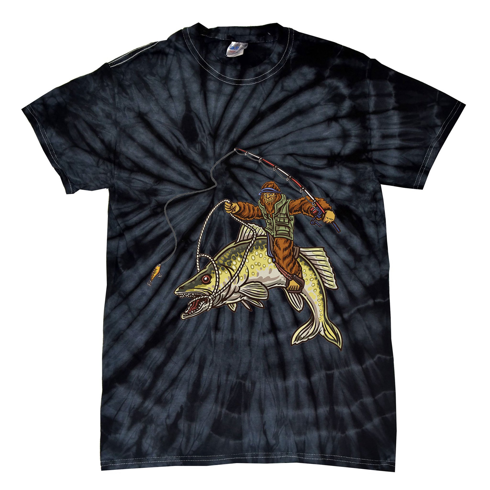 Walleye Fishing Sauger Hunting Bigfoot Fishermen Tie-Dye T-Shirt