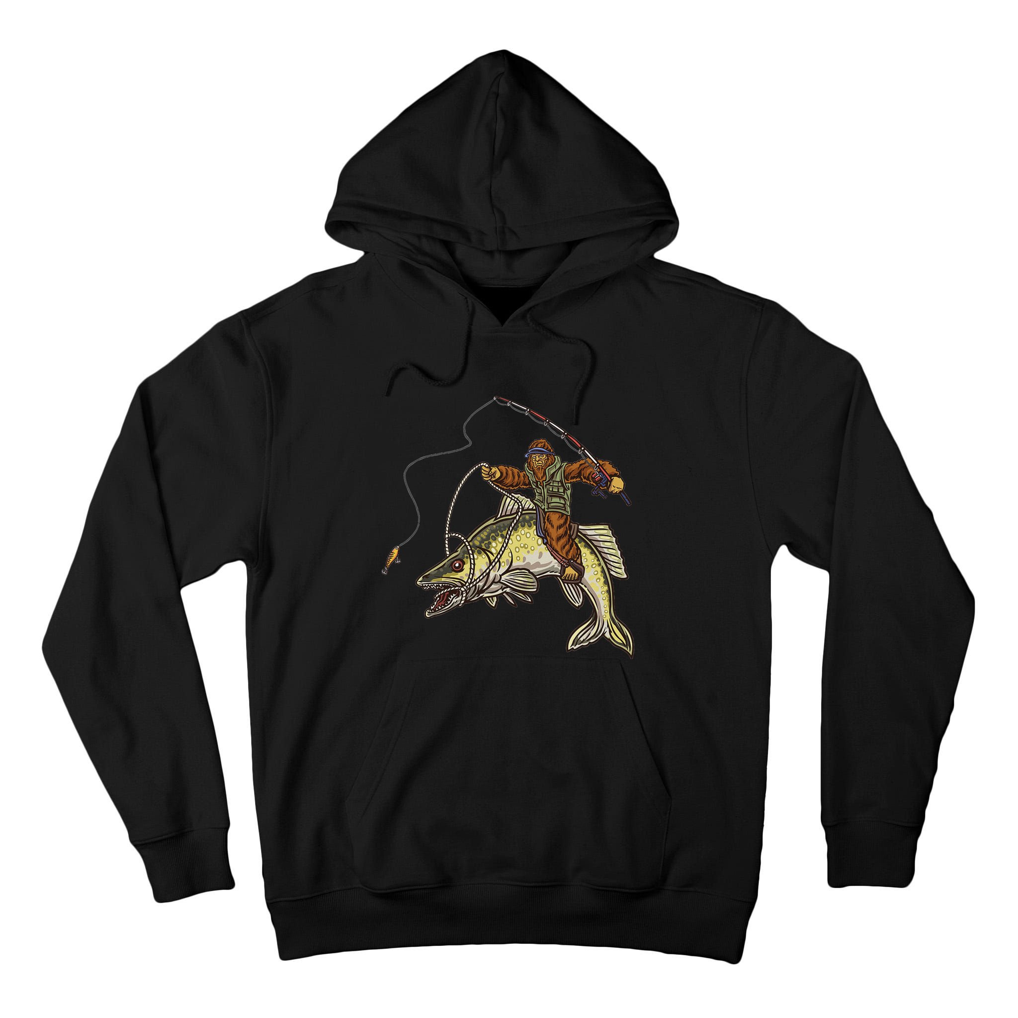 Walleye Fishing Sauger Hunting Bigfoot Fishermen Tall Hoodie