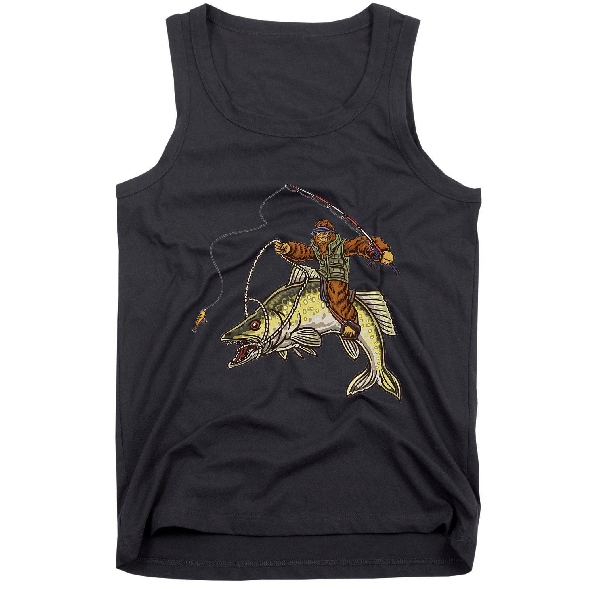 Walleye Fishing Sauger Hunting Bigfoot Fishermen Tank Top
