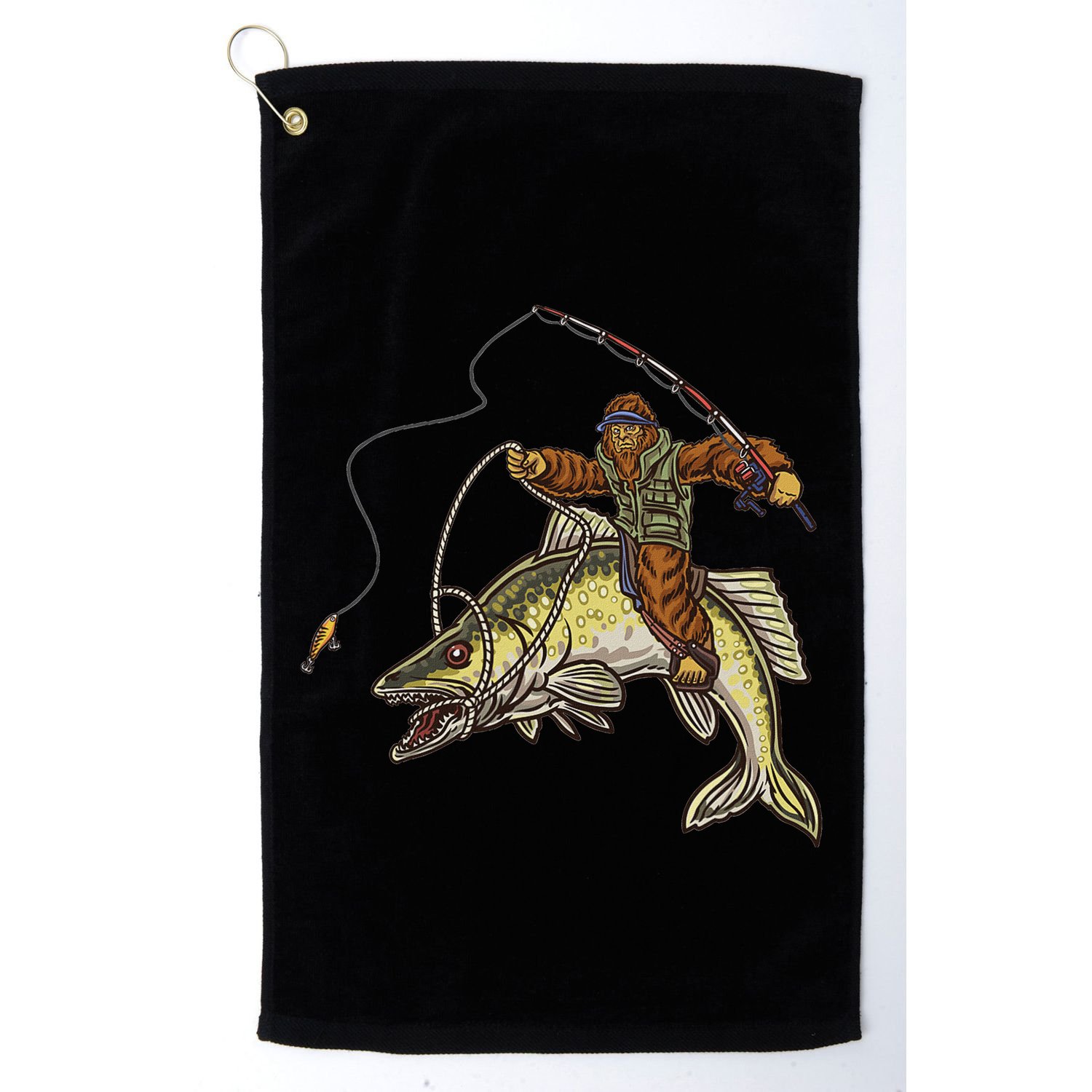 Walleye Fishing Sauger Hunting Bigfoot Fishermen Golf Towel