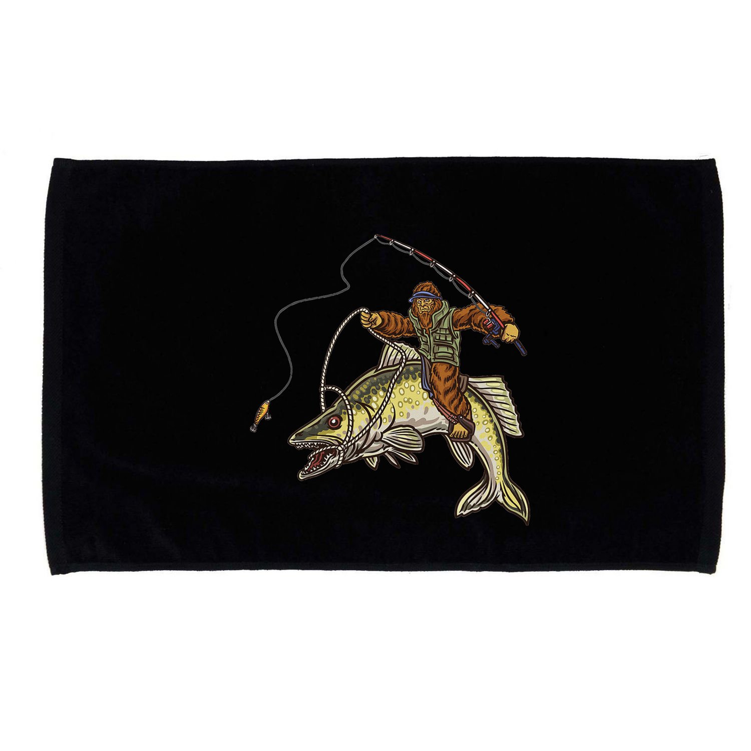 Walleye Fishing Sauger Hunting Bigfoot Fishermen Microfiber Hand Towel