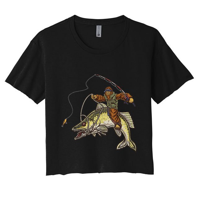Walleye Fishing Sauger Hunting Bigfoot Fishermen Crop Top