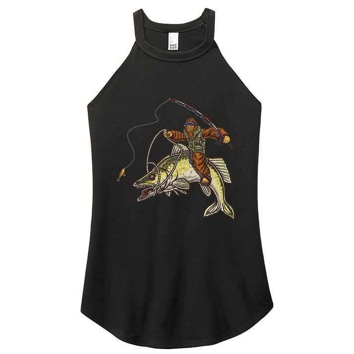 Walleye Fishing Sauger Hunting Bigfoot Fishermen Women's Perfect Tri Rocker Tank