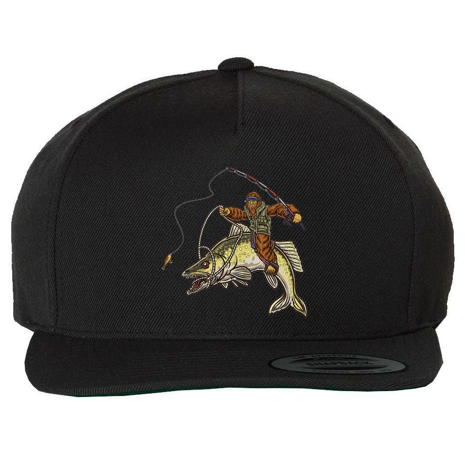 Walleye Fishing Sauger Hunting Bigfoot Fishermen Wool Snapback Cap