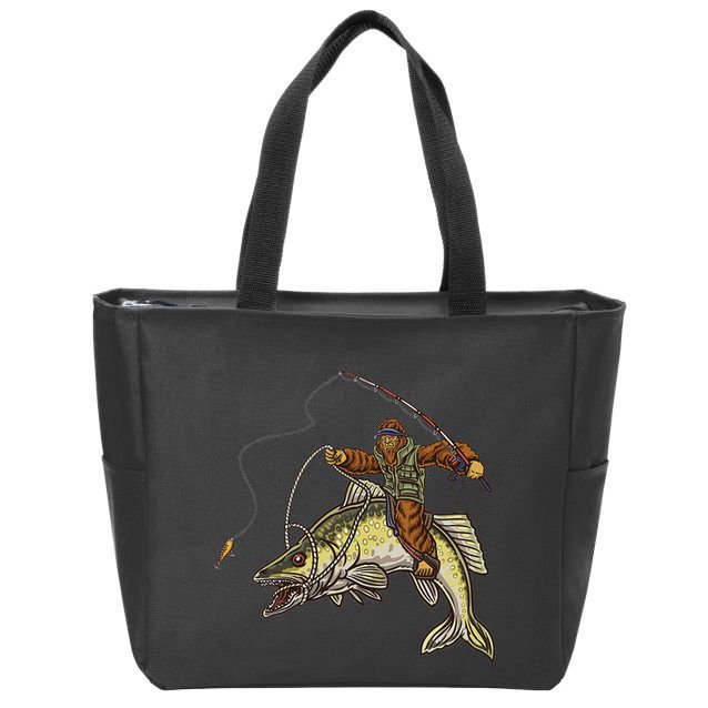 Walleye Fishing Sauger Hunting Bigfoot Fishermen Zip Tote Bag