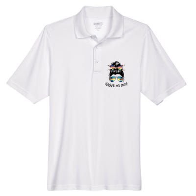 Womens Funny Summer End Of School Year Teacher Off Duty Men's Origin Performance Pique Polo