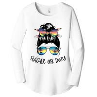 Womens Funny Summer End Of School Year Teacher Off Duty Women's Perfect Tri Tunic Long Sleeve Shirt