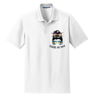 Womens Funny Summer End Of School Year Teacher Off Duty Dry Zone Grid Polo