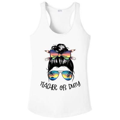 Womens Funny Summer End Of School Year Teacher Off Duty Ladies PosiCharge Competitor Racerback Tank