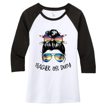 Womens Funny Summer End Of School Year Teacher Off Duty Women's Tri-Blend 3/4-Sleeve Raglan Shirt