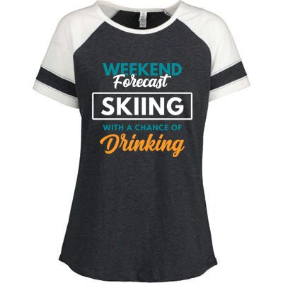 Weekend Forecast Skiing Ing Funny Skiing Gift Enza Ladies Jersey Colorblock Tee