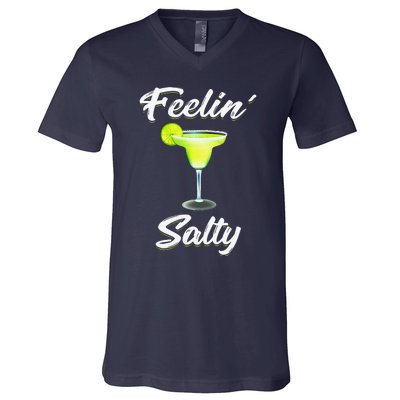 Womens Feelin' Salty Funny Cinco De Mayo Margarita Women V-Neck T-Shirt