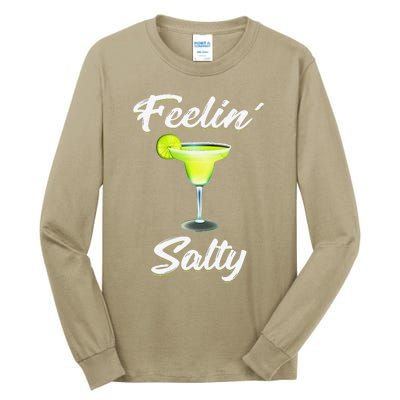 Womens Feelin' Salty Funny Cinco De Mayo Margarita Women Tall Long Sleeve T-Shirt