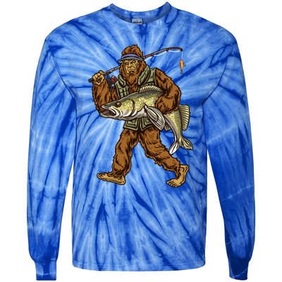 Walleye Fishing Sauger Hunting Bigfoot Fisher Gift Tie-Dye Long Sleeve Shirt