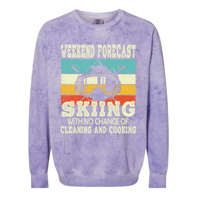 Weekend Forecast Skiing Vintage Ski Meaningful Gift Colorblast Crewneck Sweatshirt