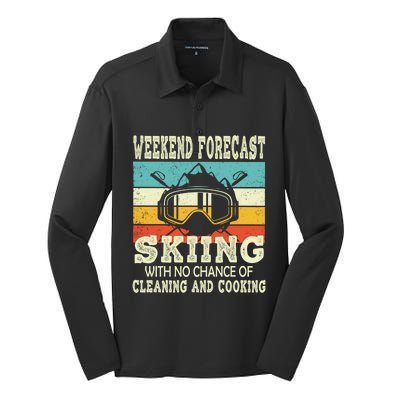 Weekend Forecast Skiing Vintage Ski Meaningful Gift Silk Touch Performance Long Sleeve Polo