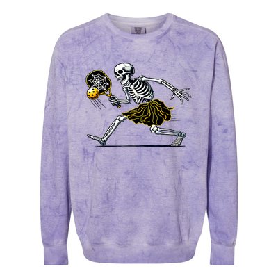 Women Funny Skeleton Pickleball Girl Gift Colorblast Crewneck Sweatshirt