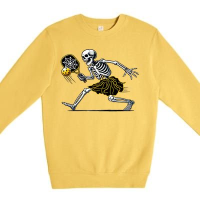 Women Funny Skeleton Pickleball Girl Gift Premium Crewneck Sweatshirt