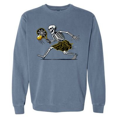 Women Funny Skeleton Pickleball Girl Gift Garment-Dyed Sweatshirt