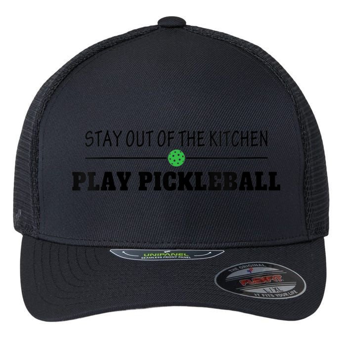 WoM.e.ns Funny Stay Out of the Kitchen Play Pickleball V-Neck Flexfit Unipanel Trucker Cap