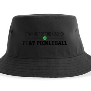 WoM.e.ns Funny Stay Out of the Kitchen Play Pickleball V-Neck Sustainable Bucket Hat