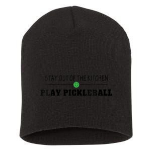 WoM.e.ns Funny Stay Out of the Kitchen Play Pickleball V-Neck Short Acrylic Beanie