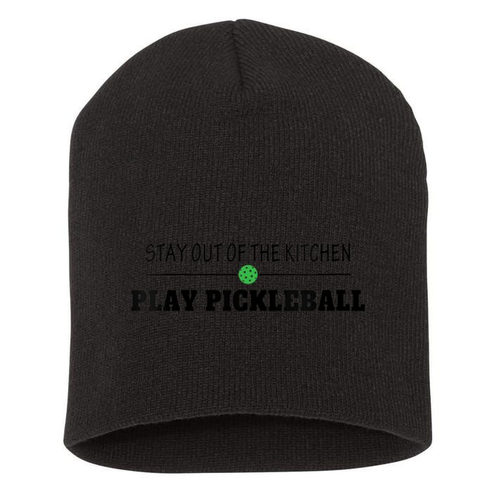 WoM.e.ns Funny Stay Out of the Kitchen Play Pickleball V-Neck Short Acrylic Beanie