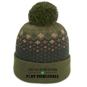 WoM.e.ns Funny Stay Out of the Kitchen Play Pickleball V-Neck The Baniff Cuffed Pom Beanie