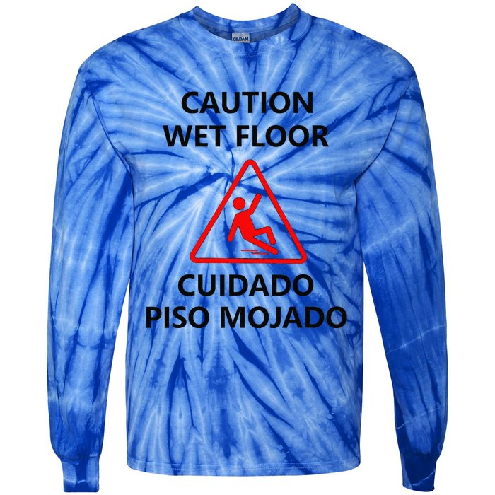 Wet Floor Sign Halloween Costume Idea Tie-Dye Long Sleeve Shirt