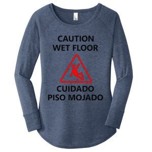 Wet Floor Sign Halloween Costume Idea Women's Perfect Tri Tunic Long Sleeve Shirt