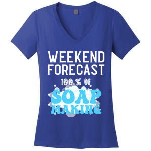 Weekend Forecast Soap Making Soap Maker Gift Women's V-Neck T-Shirt