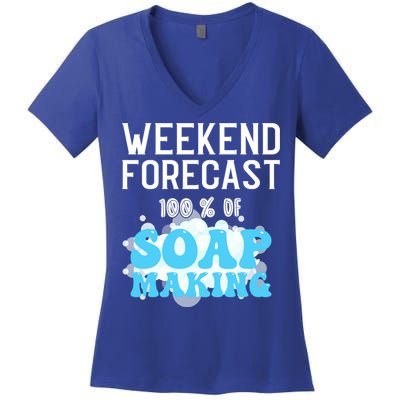 Weekend Forecast Soap Making Soap Maker Gift Women's V-Neck T-Shirt