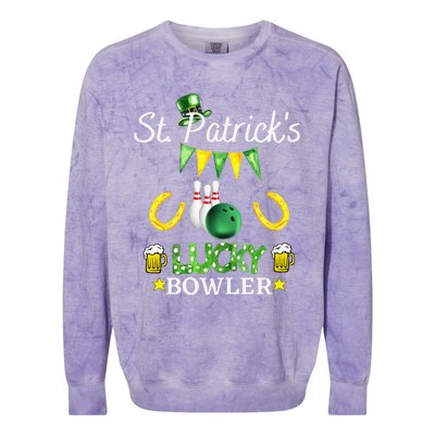 Womens FUNNY SAINT PATRICK'S DAY GIFT FOR WOMEN WHO LOVE BOWLING Colorblast Crewneck Sweatshirt