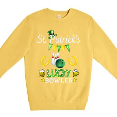 Womens FUNNY SAINT PATRICK'S DAY GIFT FOR WOMEN WHO LOVE BOWLING Premium Crewneck Sweatshirt