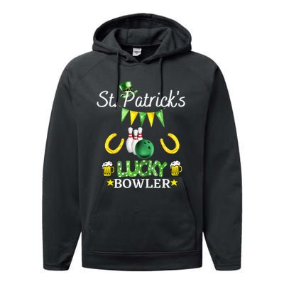 Womens FUNNY SAINT PATRICK'S DAY GIFT FOR WOMEN WHO LOVE BOWLING Performance Fleece Hoodie