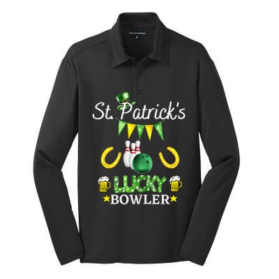 Womens FUNNY SAINT PATRICK'S DAY GIFT FOR WOMEN WHO LOVE BOWLING Silk Touch Performance Long Sleeve Polo