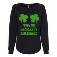 Womens Funny Shamrock Boobs Saint St. Patrick's Paddys Day Irish Womens California Wash Sweatshirt