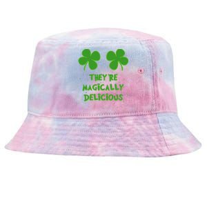 Womens Funny Shamrock Boobs Saint St. Patrick's Paddys Day Irish Tie-Dyed Bucket Hat