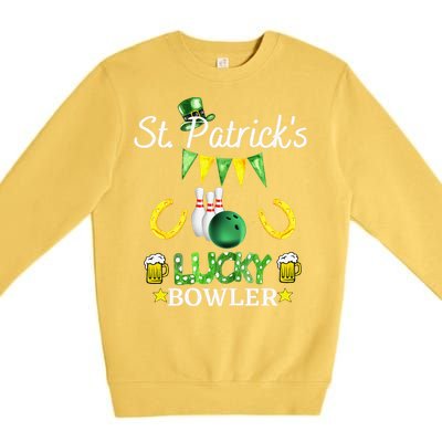 Womens FUNNY SAINT PATRICK'S DAY GIFT FOR WOMEN WHO LOVE BOWLING Premium Crewneck Sweatshirt