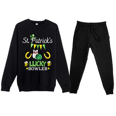 Womens FUNNY SAINT PATRICK'S DAY GIFT FOR WOMEN WHO LOVE BOWLING Premium Crewneck Sweatsuit Set