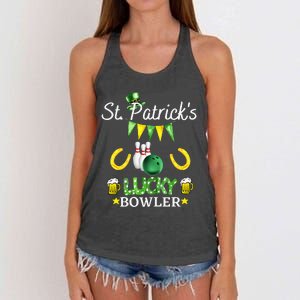 Womens FUNNY SAINT PATRICK'S DAY GIFT FOR WOMEN WHO LOVE BOWLING Women's Knotted Racerback Tank