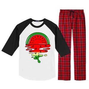 Watermelon Fruit Summer Sunset Raglan Sleeve Pajama Set