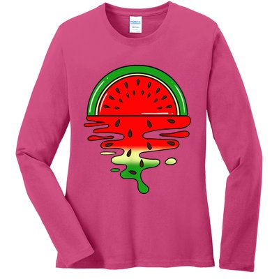 Watermelon Fruit Summer Sunset Ladies Long Sleeve Shirt