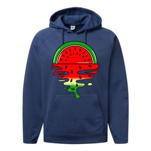 Watermelon Fruit Summer Sunset Performance Fleece Hoodie