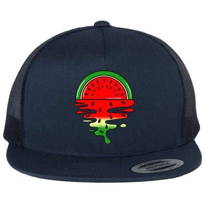 Watermelon Fruit Summer Sunset Flat Bill Trucker Hat