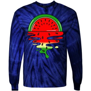 Watermelon Fruit Summer Sunset Tie-Dye Long Sleeve Shirt