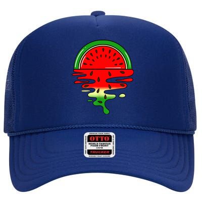 Watermelon Fruit Summer Sunset High Crown Mesh Back Trucker Hat