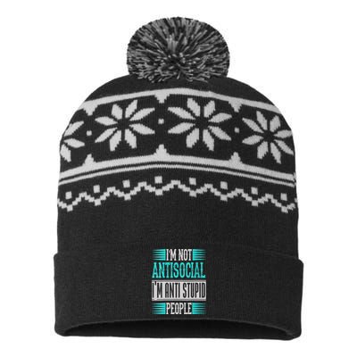 Womens Funny Sayings I'm Not Antisocial I'm Anti Stupid People USA-Made Snowflake Beanie