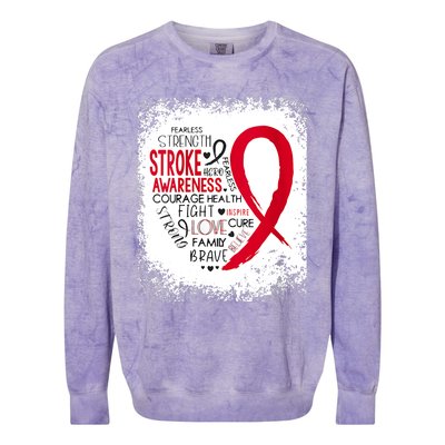 Women Fearless Strength Stroke Awareness Month Stroke Warrior Colorblast Crewneck Sweatshirt