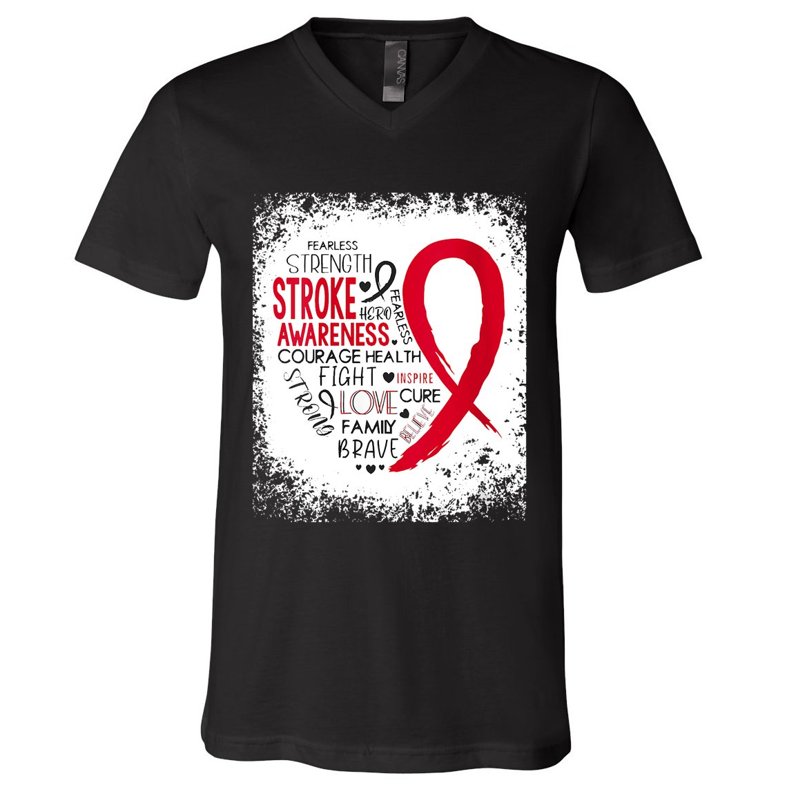 Women Fearless Strength Stroke Awareness Month Stroke Warrior V-Neck T-Shirt